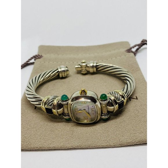 David Yurman 14k 925 Cable Amethyst Green Onyx Ladies Watch